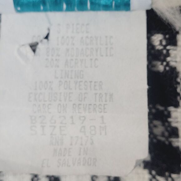 Jessica Ann Houndstooth Coat Faux Fur Collar Cuffs Lightweight Unlined Size 48M - Picture 5 of 6